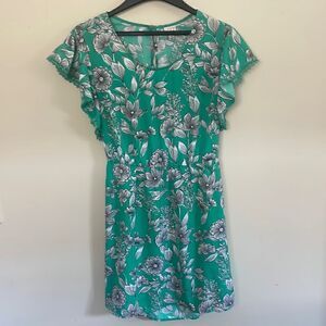 Womens green and white floral dress size medium